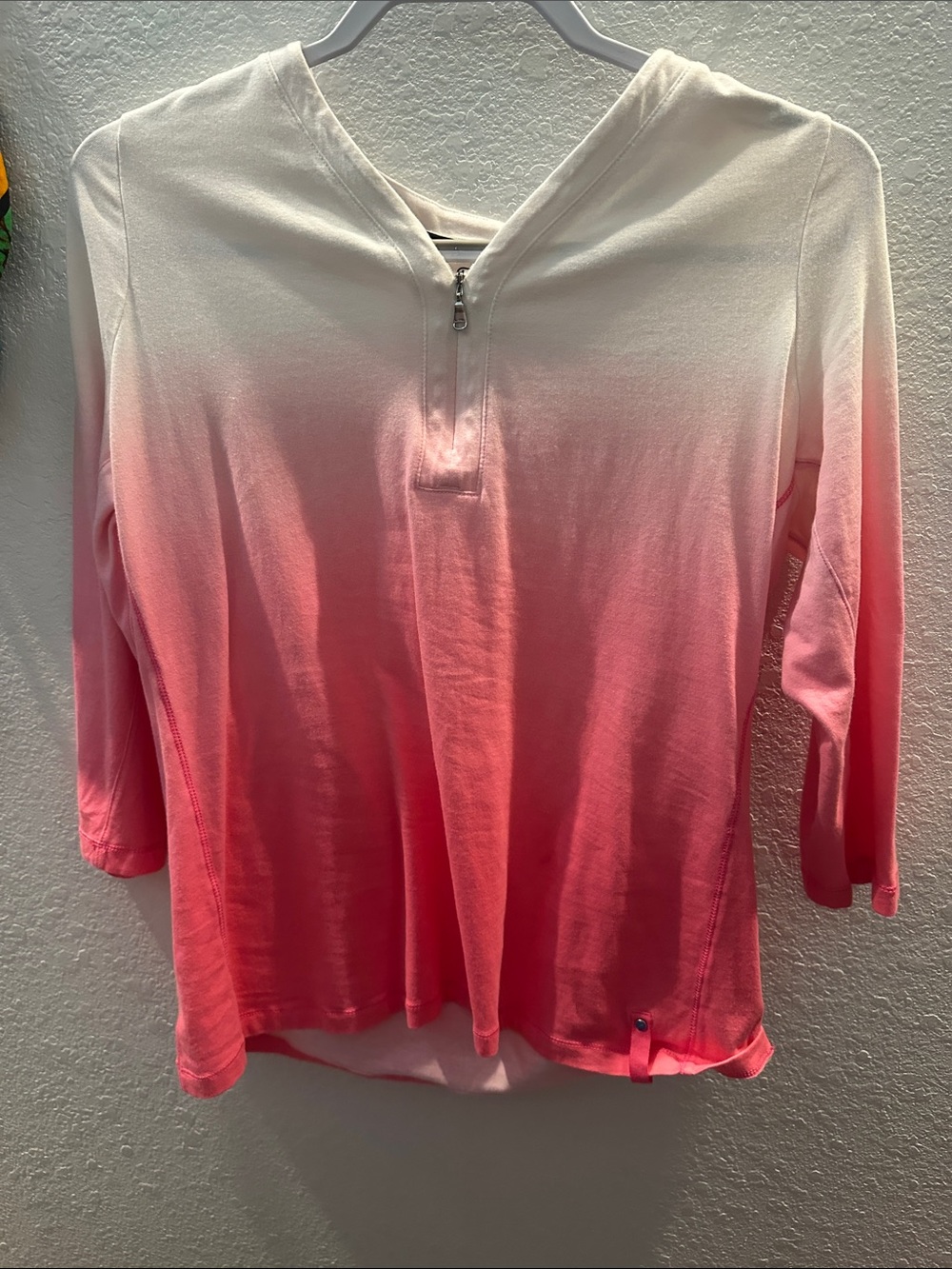 Lauren Ralph Lauren Cream to Pink Ombre Quarter-Zip Hoodie